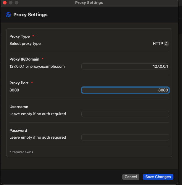 ProxyBridge macOS Proxy Settings